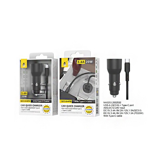 ONEPLUS RAPID CAR CHARGER NA0253 NE WITH BLEDSOE TYPE-C CABLE BLACK ONEPLUS RAPID CAR CHARGER NA0253 NE WITH BLEDSOE TYPE-C CABLE BLACK